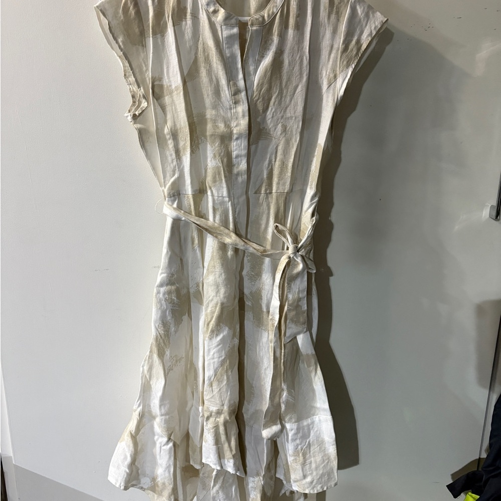 Elegant Beige Linen Women's Dress
